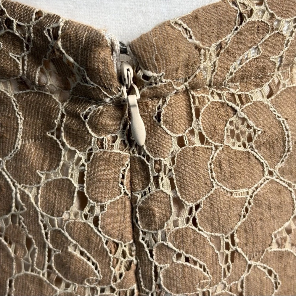 Elegant Lace Ombre Maxi Skirt Neutral Beige Black Preppy Classic Chic size 2 - Picture 5 of 11